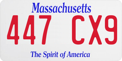 MA license plate 447CX9