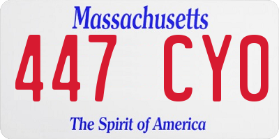 MA license plate 447CY0
