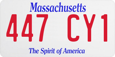MA license plate 447CY1
