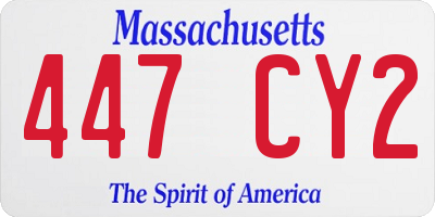 MA license plate 447CY2