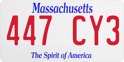 MA license plate 447CY3