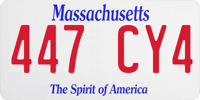 MA license plate 447CY4