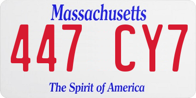 MA license plate 447CY7
