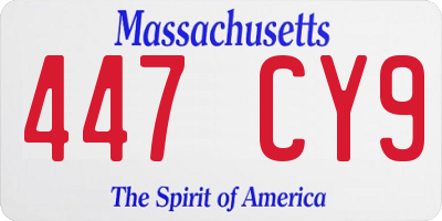 MA license plate 447CY9