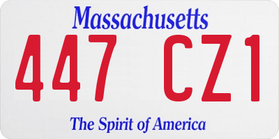 MA license plate 447CZ1