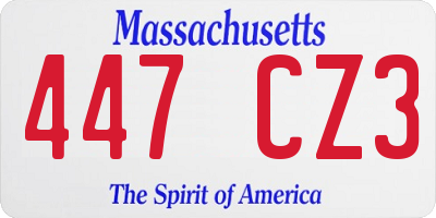 MA license plate 447CZ3