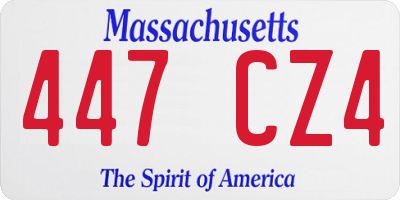 MA license plate 447CZ4