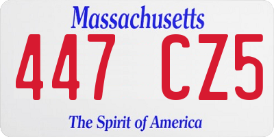 MA license plate 447CZ5