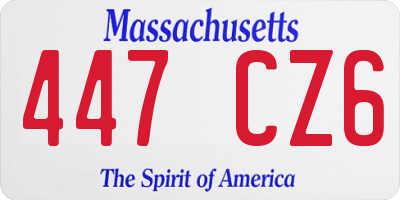 MA license plate 447CZ6