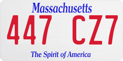 MA license plate 447CZ7