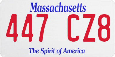 MA license plate 447CZ8