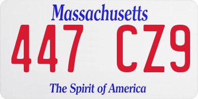 MA license plate 447CZ9