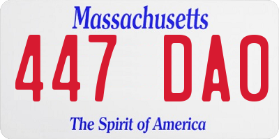 MA license plate 447DA0