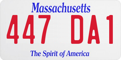 MA license plate 447DA1