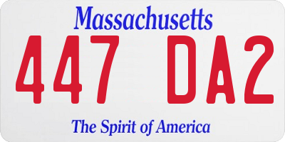 MA license plate 447DA2