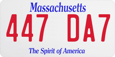 MA license plate 447DA7
