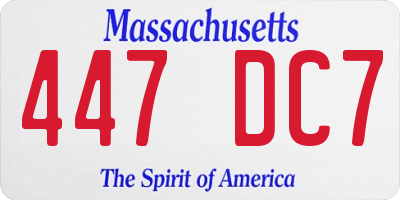 MA license plate 447DC7