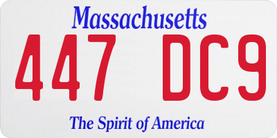 MA license plate 447DC9