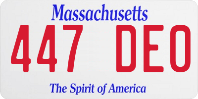MA license plate 447DE0