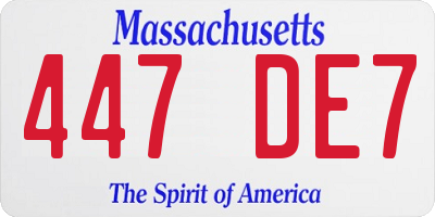 MA license plate 447DE7