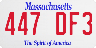 MA license plate 447DF3