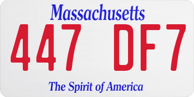 MA license plate 447DF7