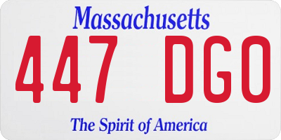 MA license plate 447DG0