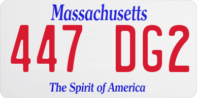 MA license plate 447DG2