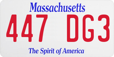 MA license plate 447DG3