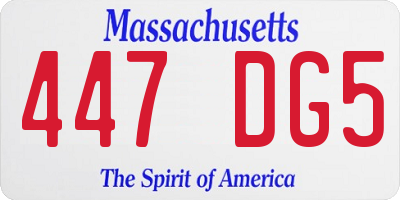 MA license plate 447DG5
