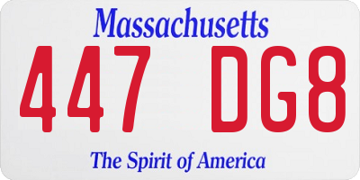 MA license plate 447DG8