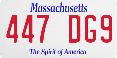 MA license plate 447DG9