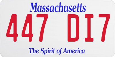 MA license plate 447DI7