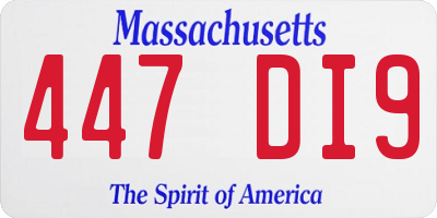 MA license plate 447DI9