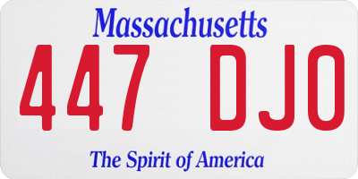 MA license plate 447DJ0