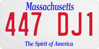 MA license plate 447DJ1