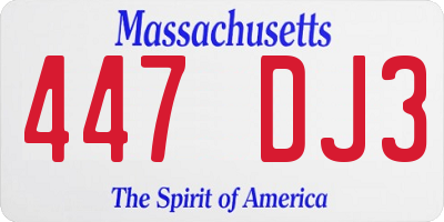 MA license plate 447DJ3