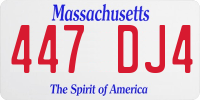 MA license plate 447DJ4