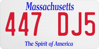 MA license plate 447DJ5