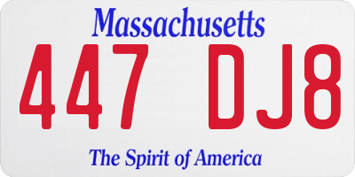 MA license plate 447DJ8
