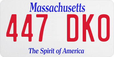 MA license plate 447DK0