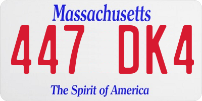MA license plate 447DK4