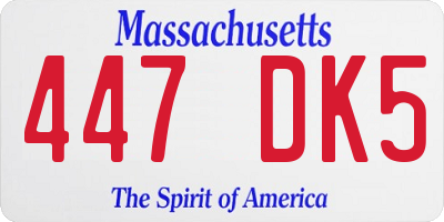 MA license plate 447DK5
