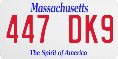 MA license plate 447DK9