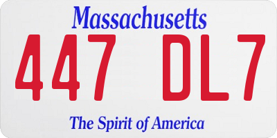 MA license plate 447DL7
