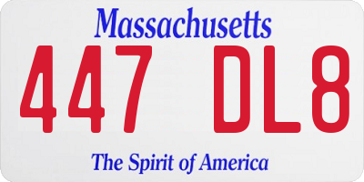 MA license plate 447DL8