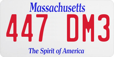 MA license plate 447DM3