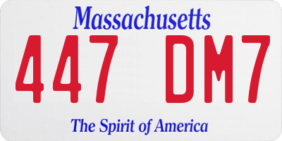 MA license plate 447DM7
