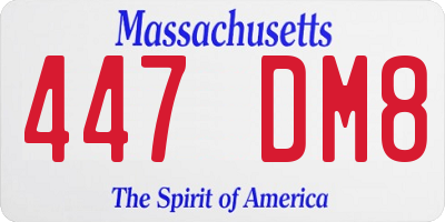 MA license plate 447DM8