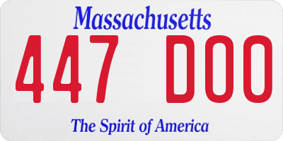 MA license plate 447DO0